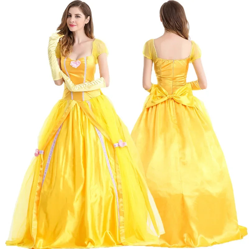 Halloween Costume Adult Princess Beauty Costume for Women Princess Belle Dress up Ball Gown Christmas Dresses for Women