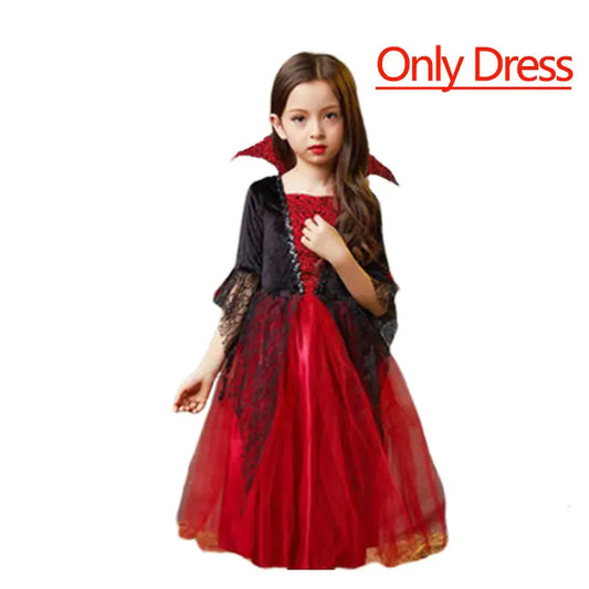 2026 Halloween Costume for Girls Cosplay Dress Scarlet Witch Vampire Bat Devil Ghost Carnival Party Stage Performance Clothes
