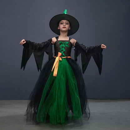 Disguise Girls Hocus Pocus Salem Witch Sisters Costume  Halloween Fancy Gown Tutu Dress With Cape For Cosplay Party Outfit