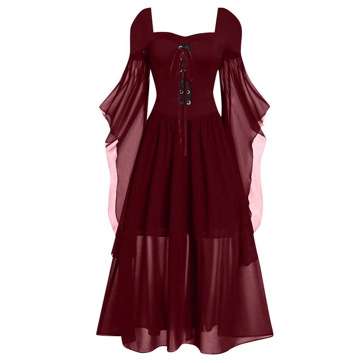 Halloween Witch Cosplay Costumes Gothic Off Shoulder Lace-up Maxi Dresses Bandage Mesh Sheer Black Long Party Dress For Women
