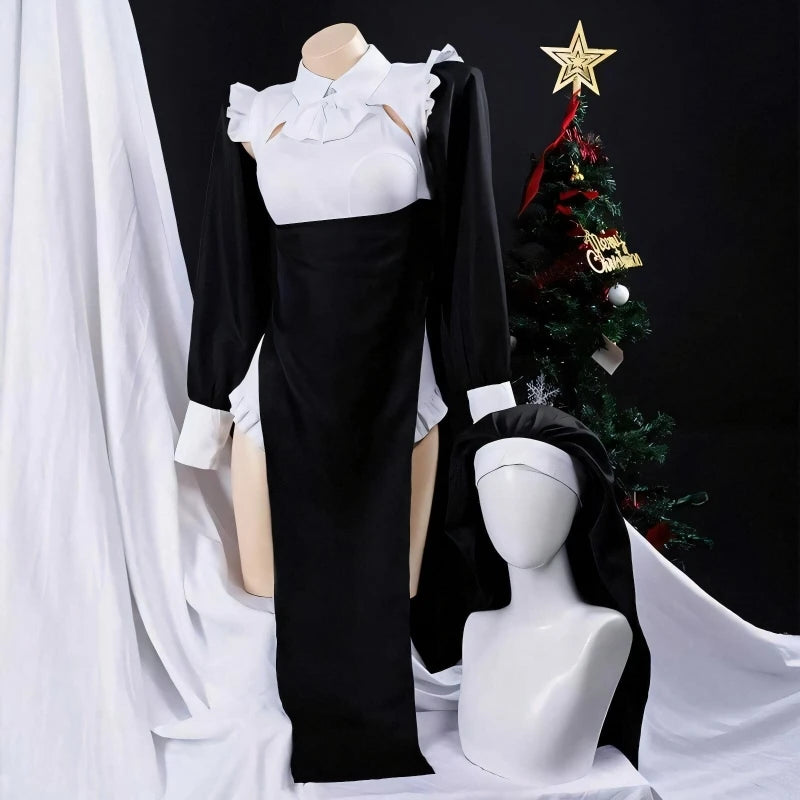 Sexy Nun Costume Dress Halloween Themed Transformation Elegant Slimming Maid Style Dress Cosplay Fashionable Women's Outfit