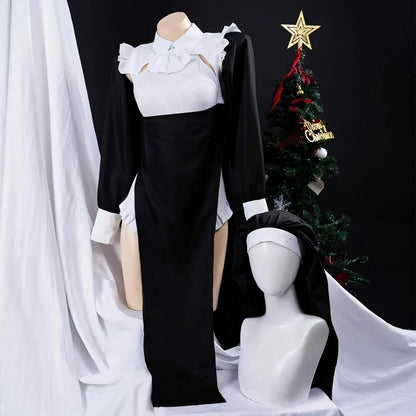 Sexy Nun Costume Dress Halloween Themed Transformation Elegant Slimming Maid Style Dress Cosplay Fashionable Women's Outfit