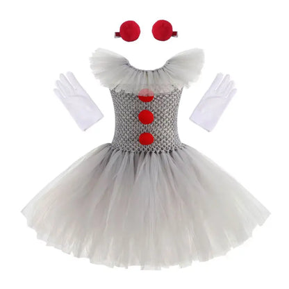 Kids Girls Witch Halloween Costume 3 Color Tulle Tutu Dress With Pointed Witch Hat Children Carnival Party Cosplay Fancy Outfit
