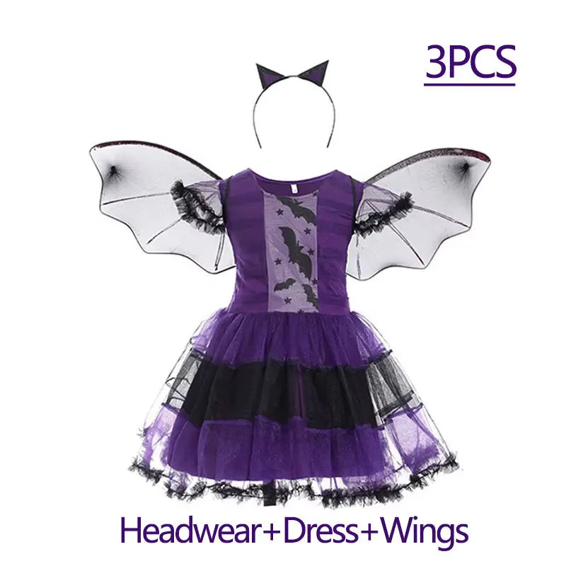 2026 Halloween Costume for Girls Cosplay Dress Scarlet Witch Vampire Bat Devil Ghost Carnival Party Stage Performance Clothes