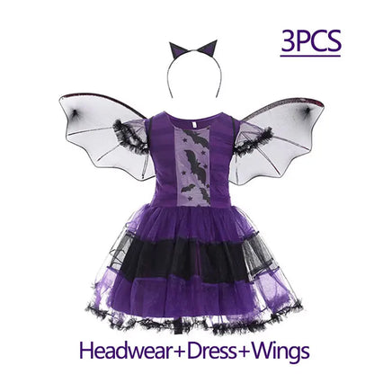2026 Halloween Costume for Girls Cosplay Dress Scarlet Witch Vampire Bat Devil Ghost Carnival Party Stage Performance Clothes