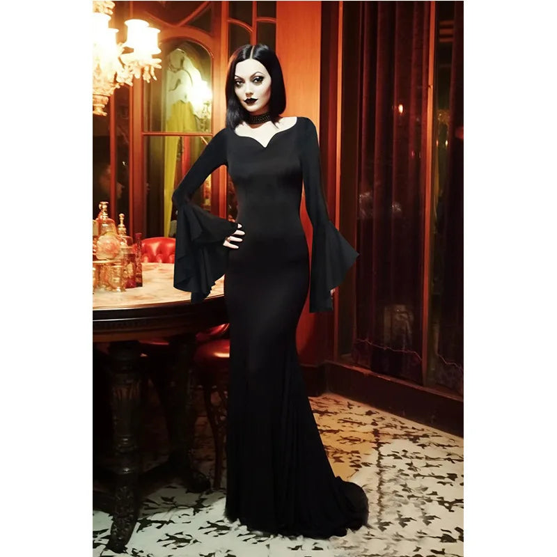 Sexy Dress Halloween Carnival Gothic Witch Evil Costume Party Dress Up Party Women Black Gothic Vampire Horror Outfit for Adult