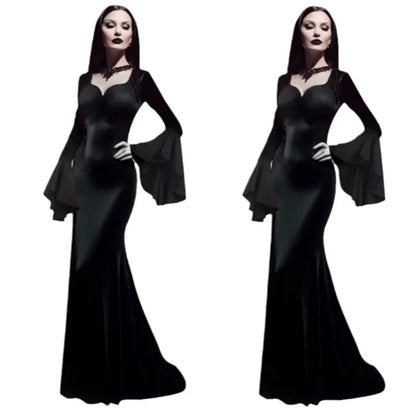 Sexy Dress Halloween Carnival Gothic Witch Evil Costume Party Dress Up Party Women Black Gothic Vampire Horror Outfit for Adult
