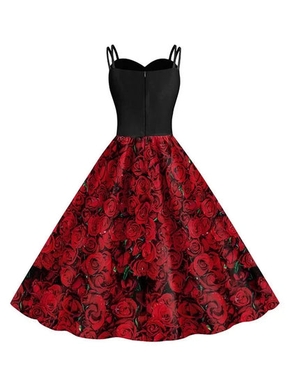 Halloween New Costumes for Women Skull Print Halter Dress Sleeveless Tunic Vintage Party Dresses Goth Clothes Masquerade Vestido