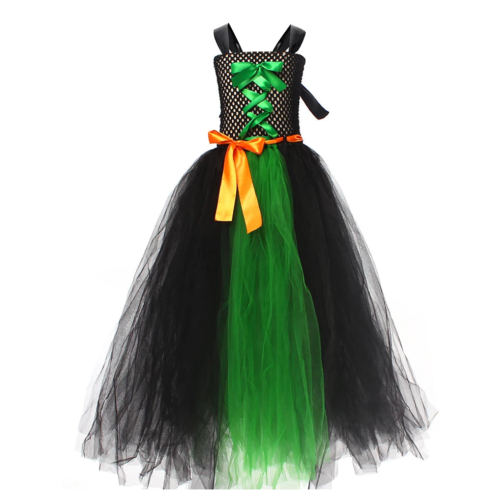 Disguise Girls Hocus Pocus Salem Witch Sisters Costume  Halloween Fancy Gown Tutu Dress With Cape For Cosplay Party Outfit