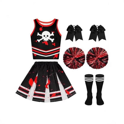 Halloween Cosplay Costume  Cheerleaders Digital Printed Dress Suits Horror Performance Party Role Playing Outfits for Girls