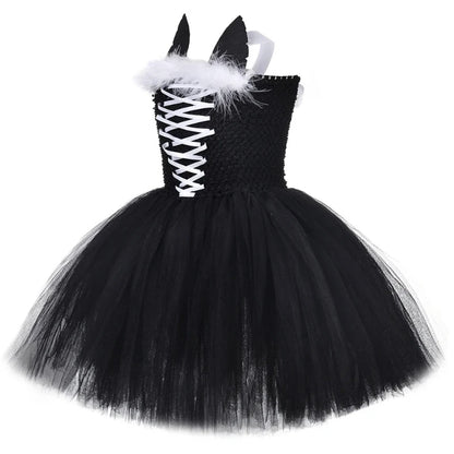 Little Girls' Black Cat Pattern Dresses, Toddler Performance Outfits, Kids' Birthday Party Clothes, Carnival & Halloween Dress