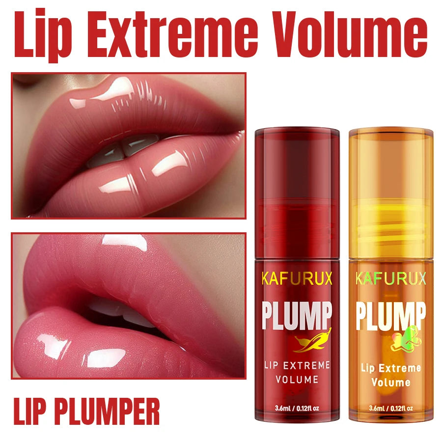 2PC Lip Plump Long Lasting Lip Oil Moisturizing Lip Gloss Serum Instant Volumising Essence Oil Repair Lip Fine Lines Increase El
