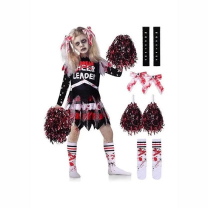 Halloween Cosplay Costume  Cheerleaders Digital Printed Dress Suits Horror Performance Party Role Playing Outfits for Girls