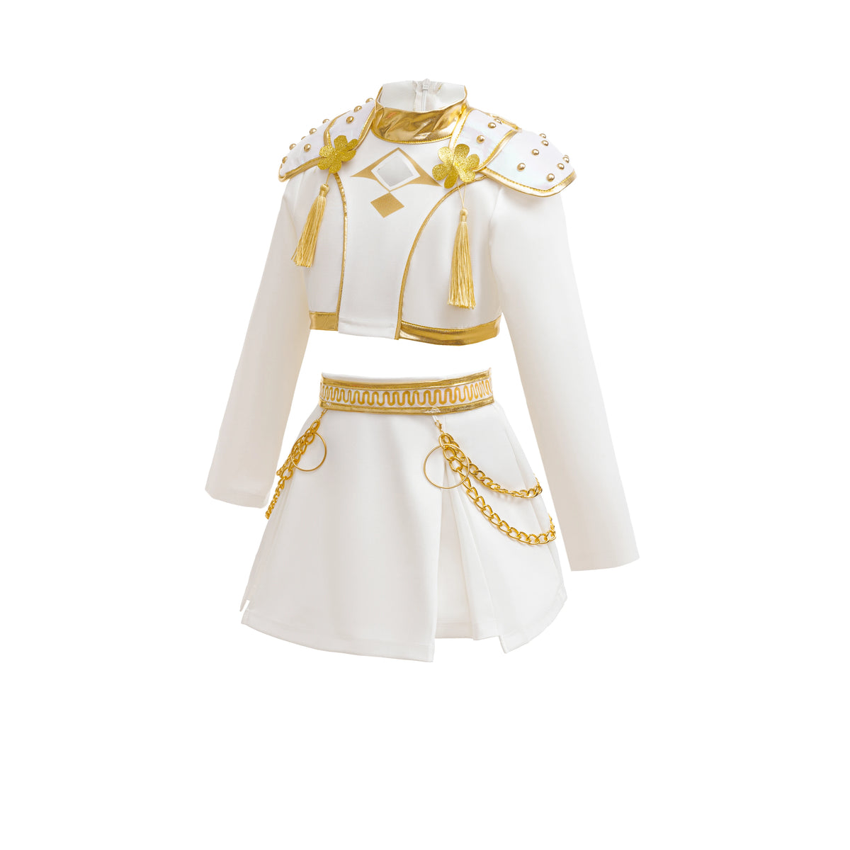 2026 New Halloween Carnival Theme Party Girls Cosplay Fashion Cute White Long Sleeves Dress + Accessories Set 3-10 Years Old