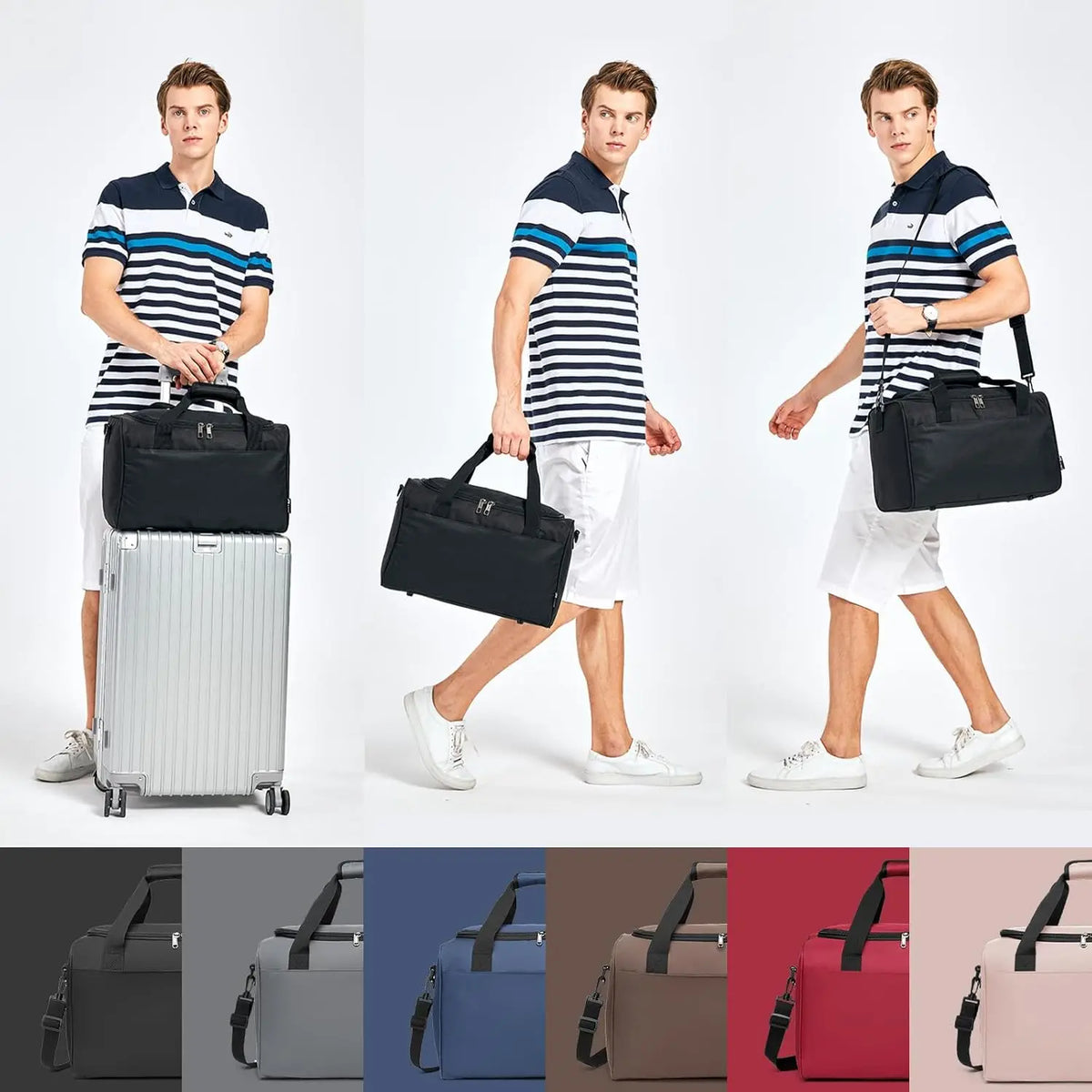 KONO 40x20x2 5 hand luggage bag for Ryanair, travel bag for airplane, men and WOMEN'S Weekender, maximum size with
