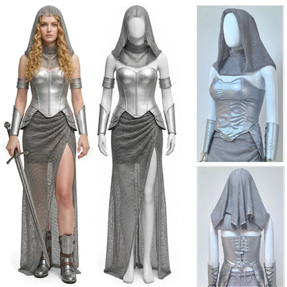 Women Halloween Costume Medieval Knight Princess Dress Renaissance Warrior Cosplay Outfit Set Party Role Play Costume