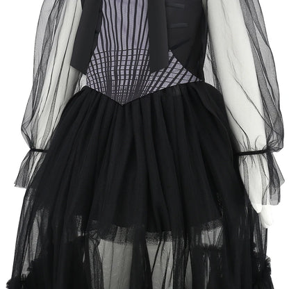 Girls Halloween Costumes Kids Long Black Dress with Acceeeories Cute Dress Up Birthday Outfits Girl Carnival Party Ball Dress