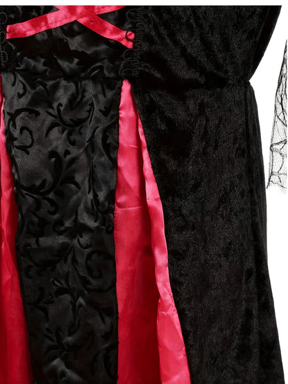 Girls Witch Halloween Costume, set includes dress and pointed hat for Halloween party and role‑play activities.